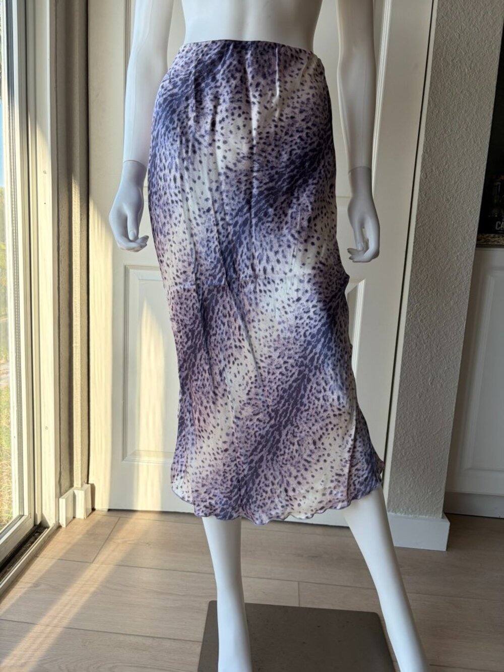 Vintage Y2k Lilac Ombre Leopard Print Midi Skirt 100% Viscose